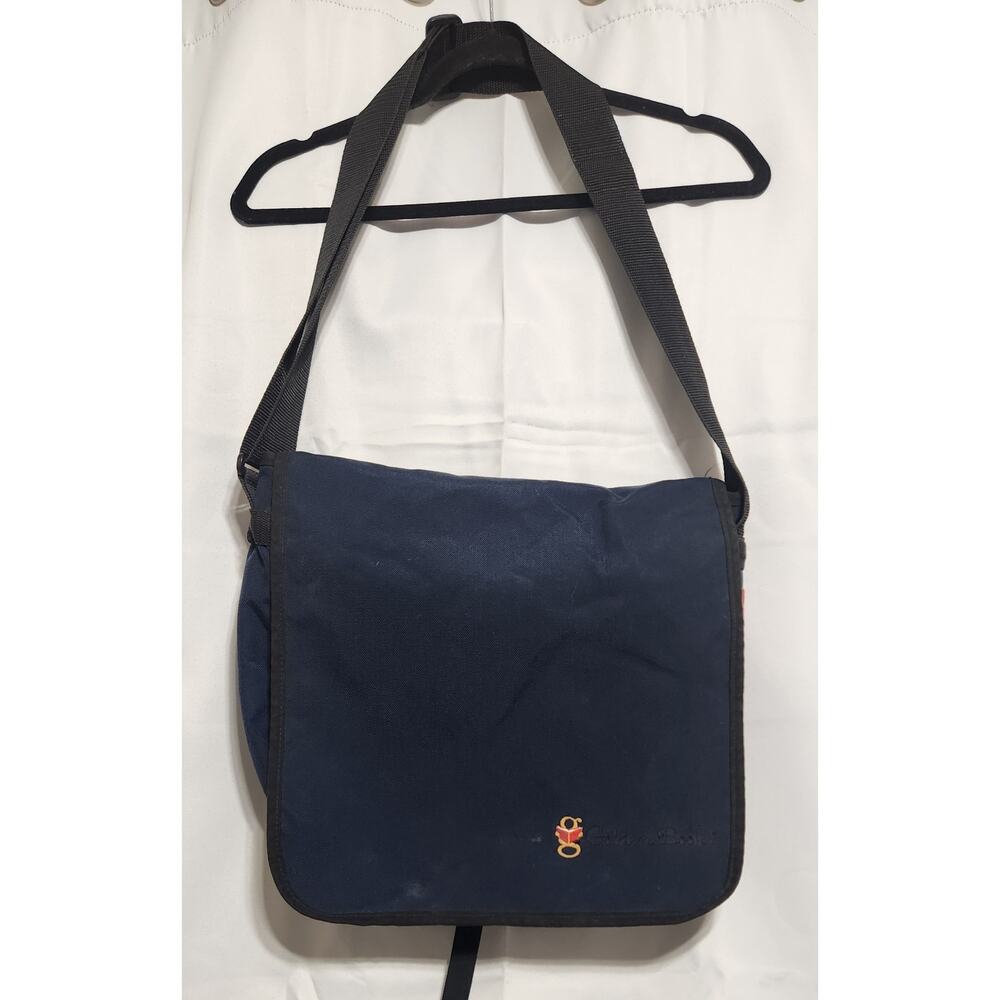 Manhattan Portage Red Label Blue Messenger Bag Laptop Expandable Embroidered USA